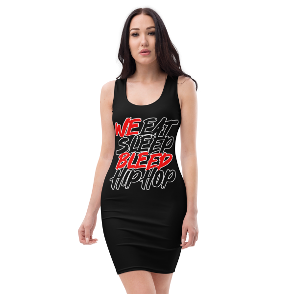 Black "EatSleepBleed" Bodycon Dress