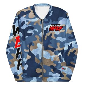 Blue Camo Logo Mashup Unisex Bomber Jacket
