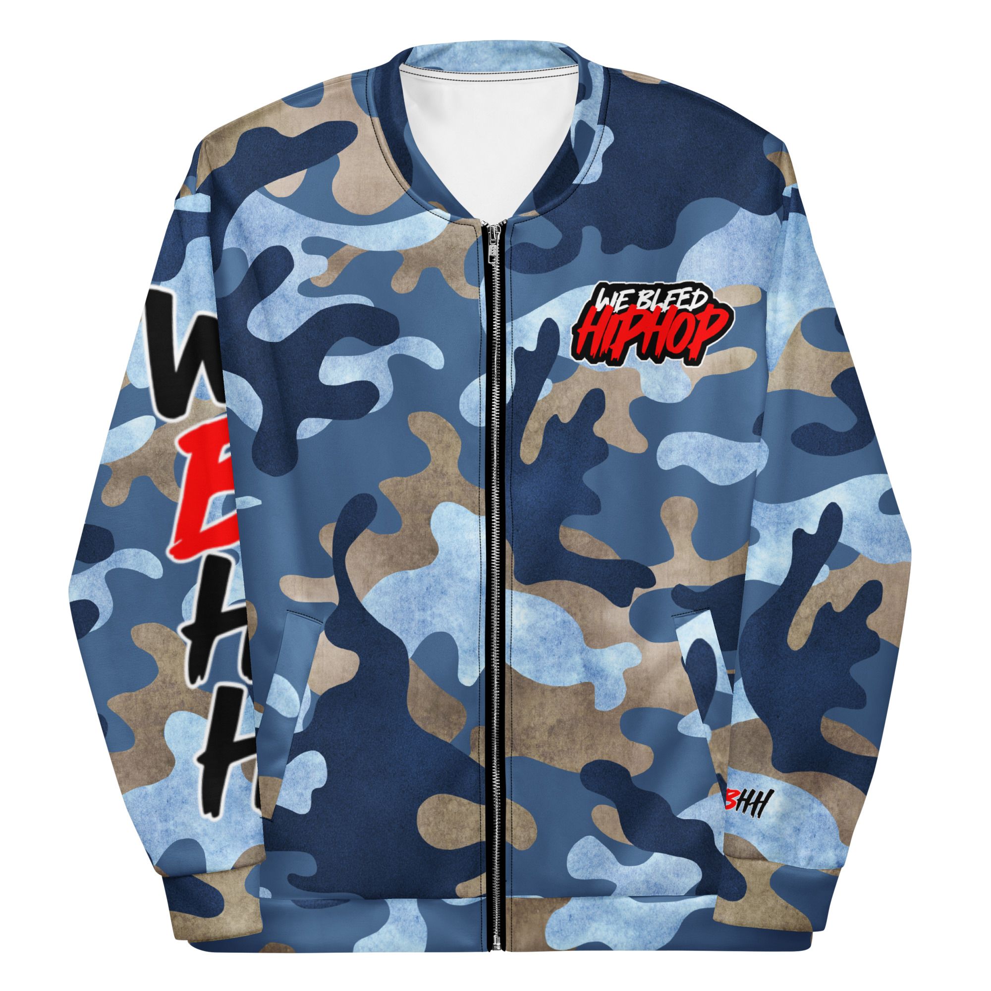 Blue Camo Logo Mashup Unisex Bomber Jacket